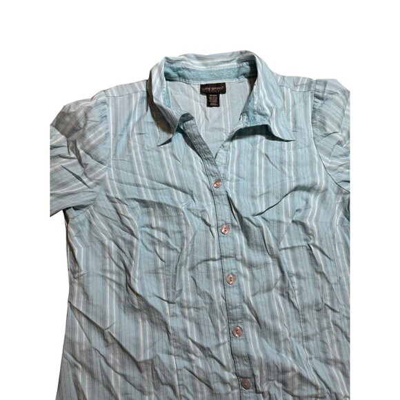 Lane Bryant Button Up Shirt Women’s 18/20w Blue White Striped Short Sleeve - Picture 6 of 10